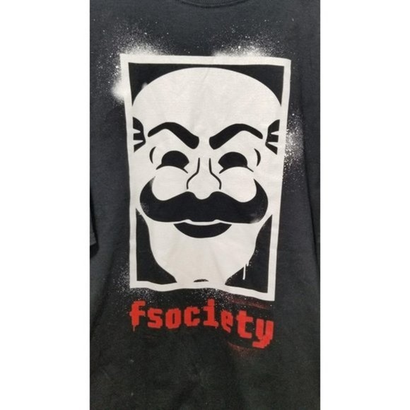 Fsociety T-Shirt Mr Robot TV Show Hacker Mask XXXL F Society - Picture 1 of 5